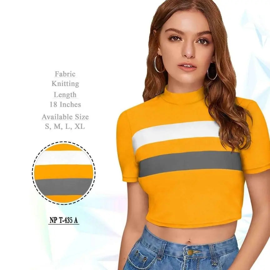 Horizontal Striped Fitted Crop Top - NextBuy