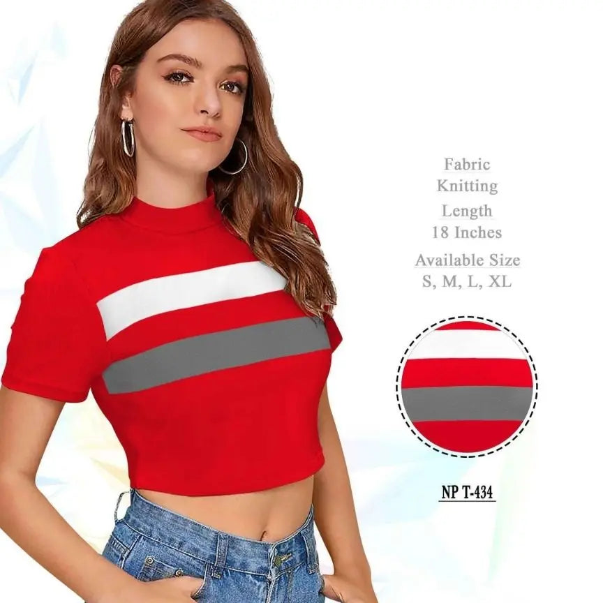Horizontal Striped Fitted Crop Top - NextBuy