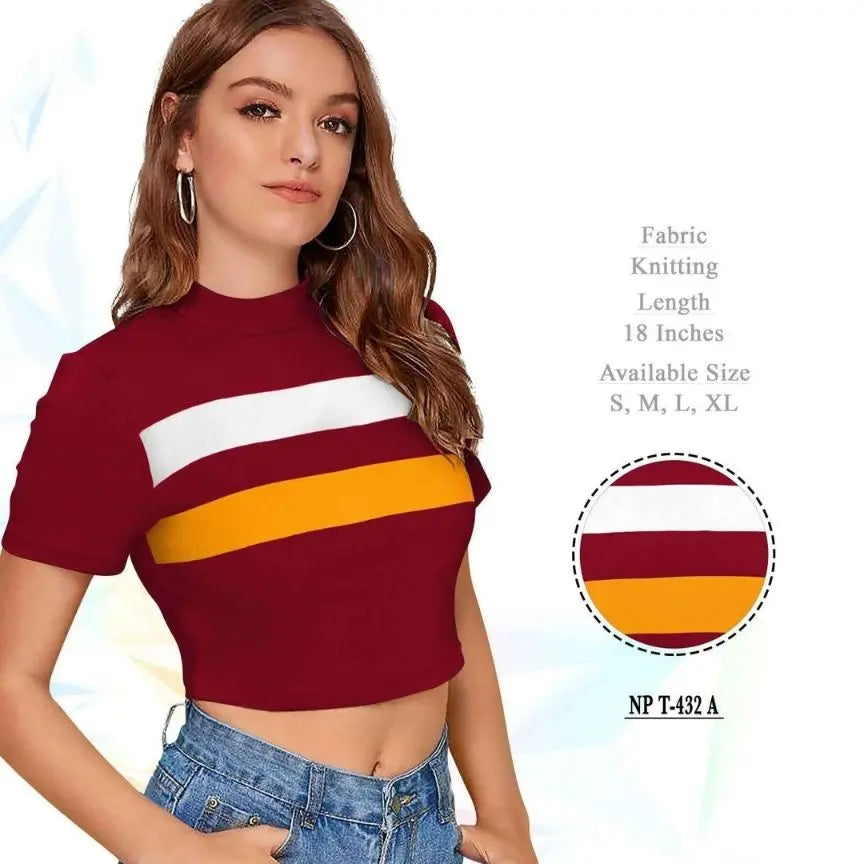Horizontal Striped Fitted Crop Top - NextBuy