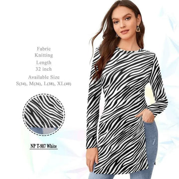 Zebra Printed Polyester Adjustable Modern Fit Casual Wear Top For Women And Girl - NextBuy
