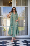 Floral Yoke Design Thread Work Round Neck Straight Kurta With Trousers & Dupatta NextBuy