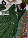 Designer Festival Collection In Pure Chinnon With Embroidery Sequence Work Gown And Dupatta Set NextBuy