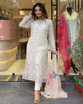1. Floral Printed V-Neck Kurta & Trousers With Dupatta NextBuy