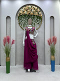 Purple Designer 3 Piece Western Dress With Sequence Work Top Palazzo and Dupatta NextBuy