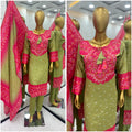 Heavy Pure Chinnon Silk With Digital Print and Diamond Handwork Top-Bottom And Dupatta Set Fully Stitched Ready To Wear NextBuy