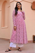 Women Pink Georgette Long Kurti NextBuy
