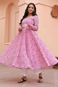 Women Pink Georgette Long Kurti NextBuy