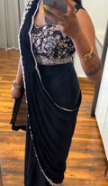 Super Trending Embroidery cording work ready to wear Saree with Embroidery Blouse NextBuy