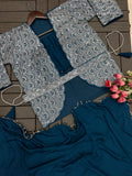 New Super Trending Embroidery Cording Work Ready To Wear Saree With Full Koti NextBuy