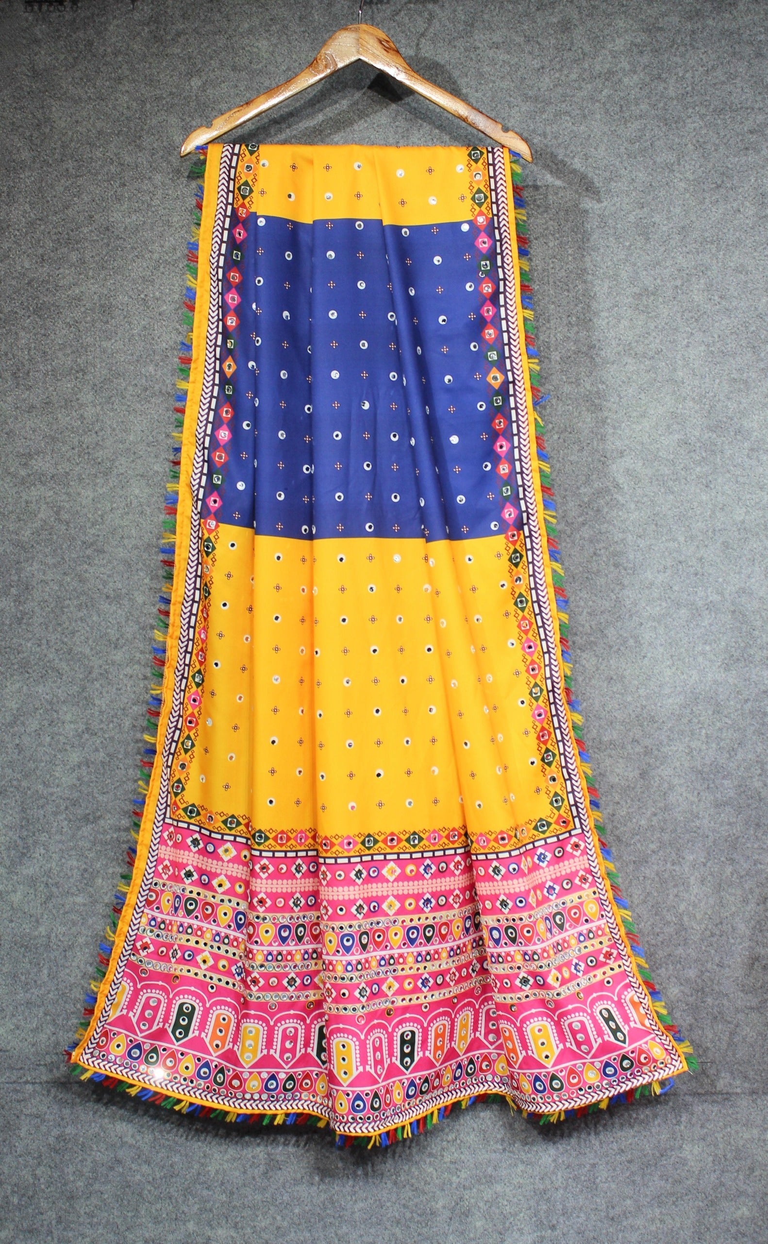 Elegant Soft Butter Silk Lehenga – Digital Print & Mirror Work NextBuy