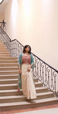Three-Piece Western Outfit for Wedding Season – Tube Blouse, Draped Skirt, and Shrug - NextBuy