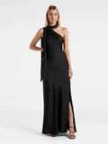 Imported One Shoulder Women's Party Red Satin Dress NextBuy
