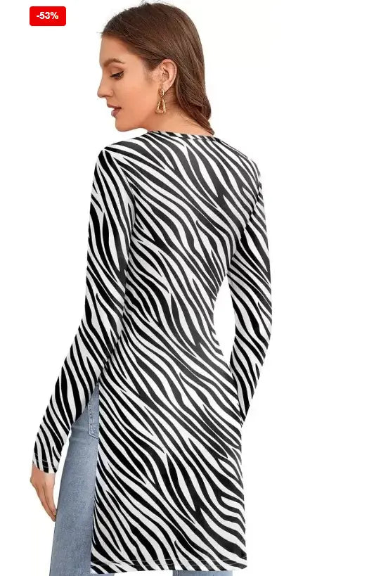 Zebra Printed Polyester Adjustable Modern Fit Casual Wear Top For Women And Girl - NextBuy