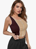 Women's Western Polyester Modern Fit Sleeveless Round Neck Solid Striped Short Length Stylish Regular - NextBuy
