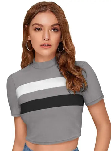 Horizontal Striped Fitted Crop Top - NextBuy