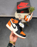 Side profile of Air Jordan Retro 1 Hot Orange sneakers
