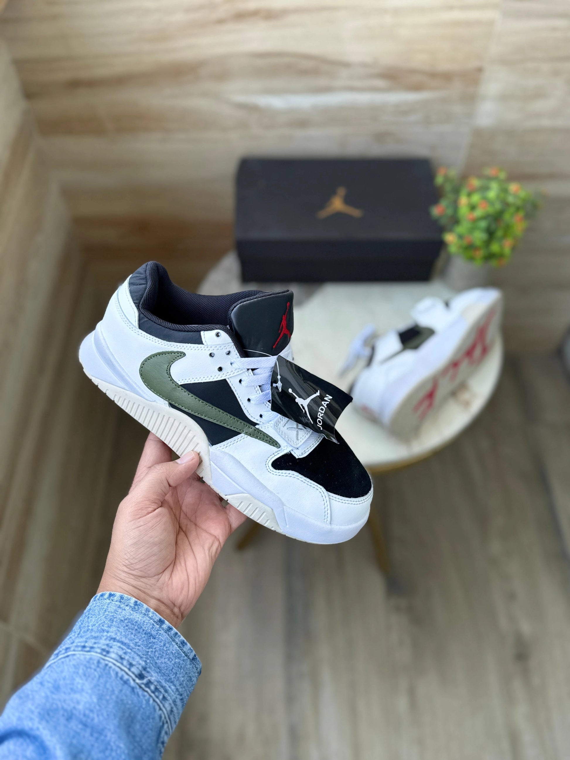 Top angle of Travis Scott "Cut the Check" sneakers