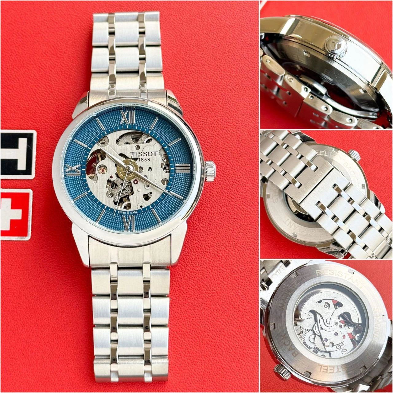 Open-heart dial mechanical men’s watch close-up