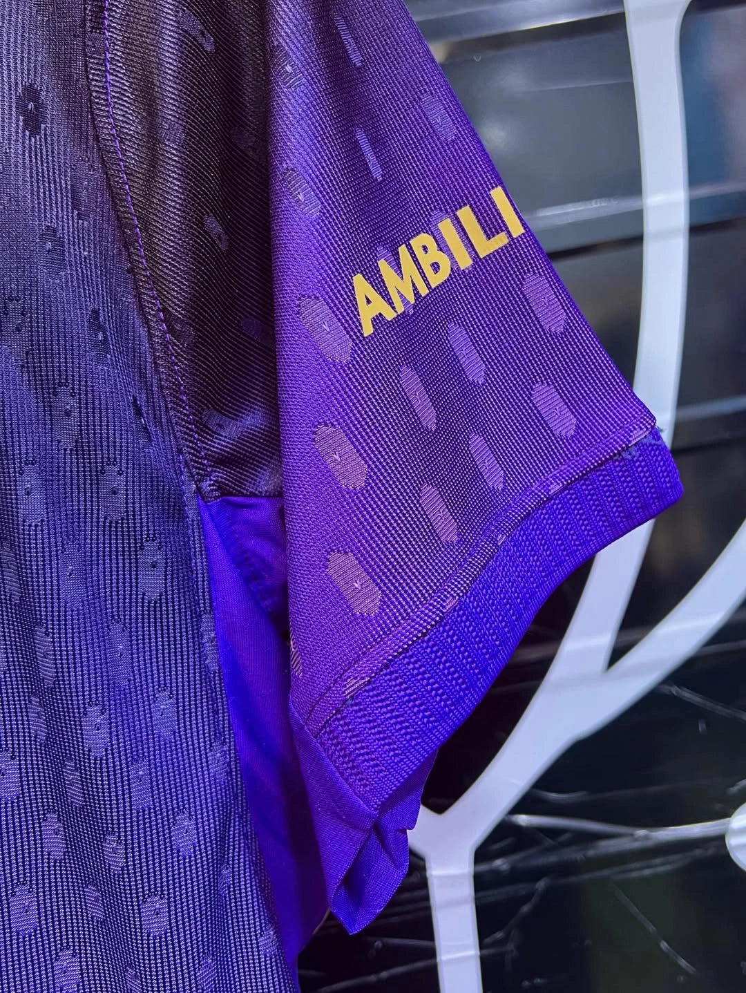 Purple Barcelona soccer jersey with gold crest