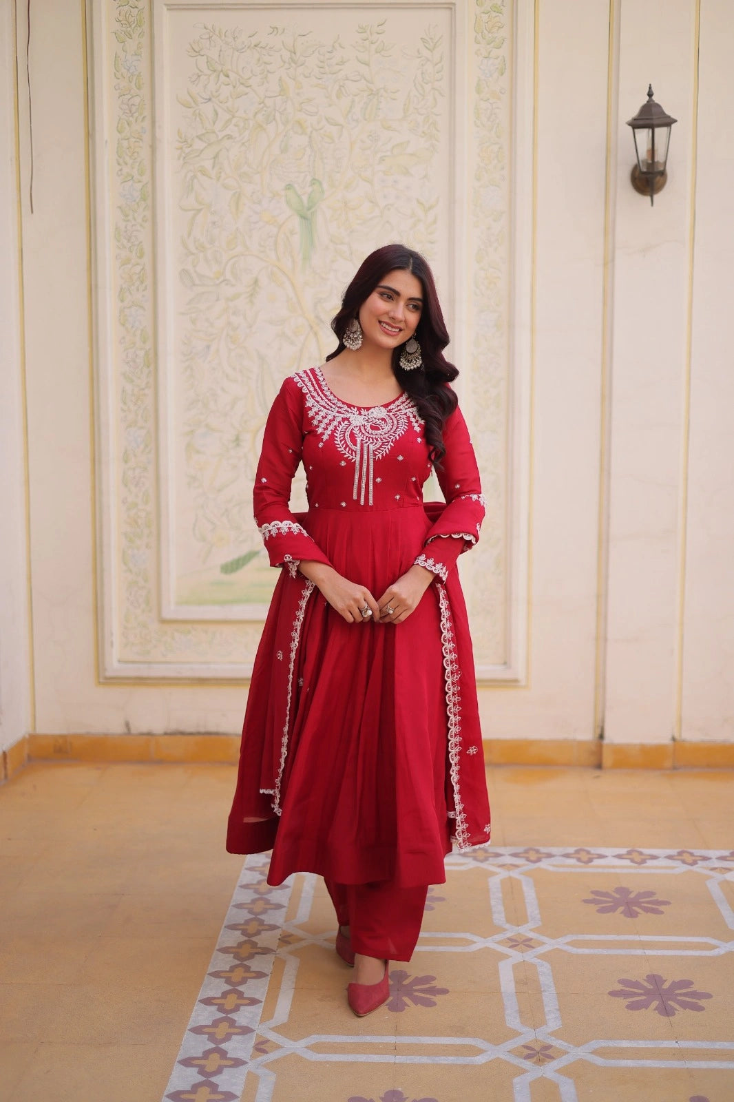 Ethnic Anarkali gown set with dupatta