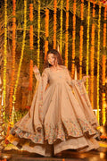 beige embroidered anarkali dress
