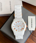 Premium men's watch with ceramic bracelet and black dial
