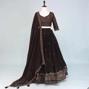 Black Embroidery Lehenga with Zari Work