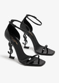 Black Square Toe Ankle Strap Heels