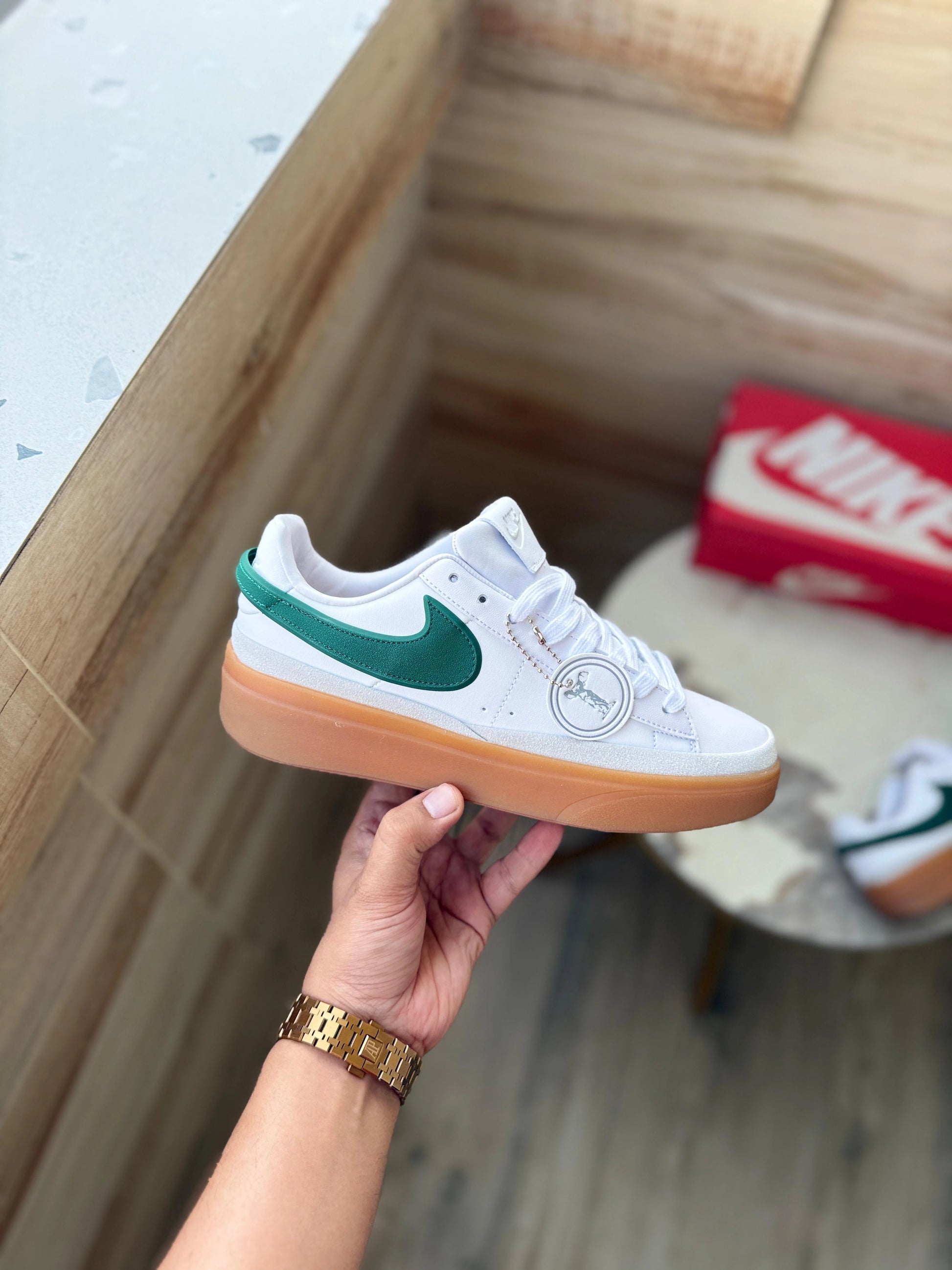 Nike Blazer 77 SE Phantom worn with jeans