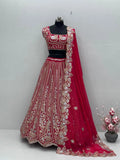 Bridal faux georgette lehenga with sequins embroidery