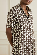 Brown and Ivory Printed Shirt Pant Set