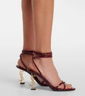 Burgundy Ankle Strap Statement Heel Sandals
