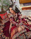 Real mirror work on butter silk lehenga