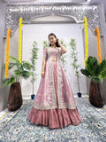 Butterfly Shrug Indo-Western Lehenga with Pink Embroidery