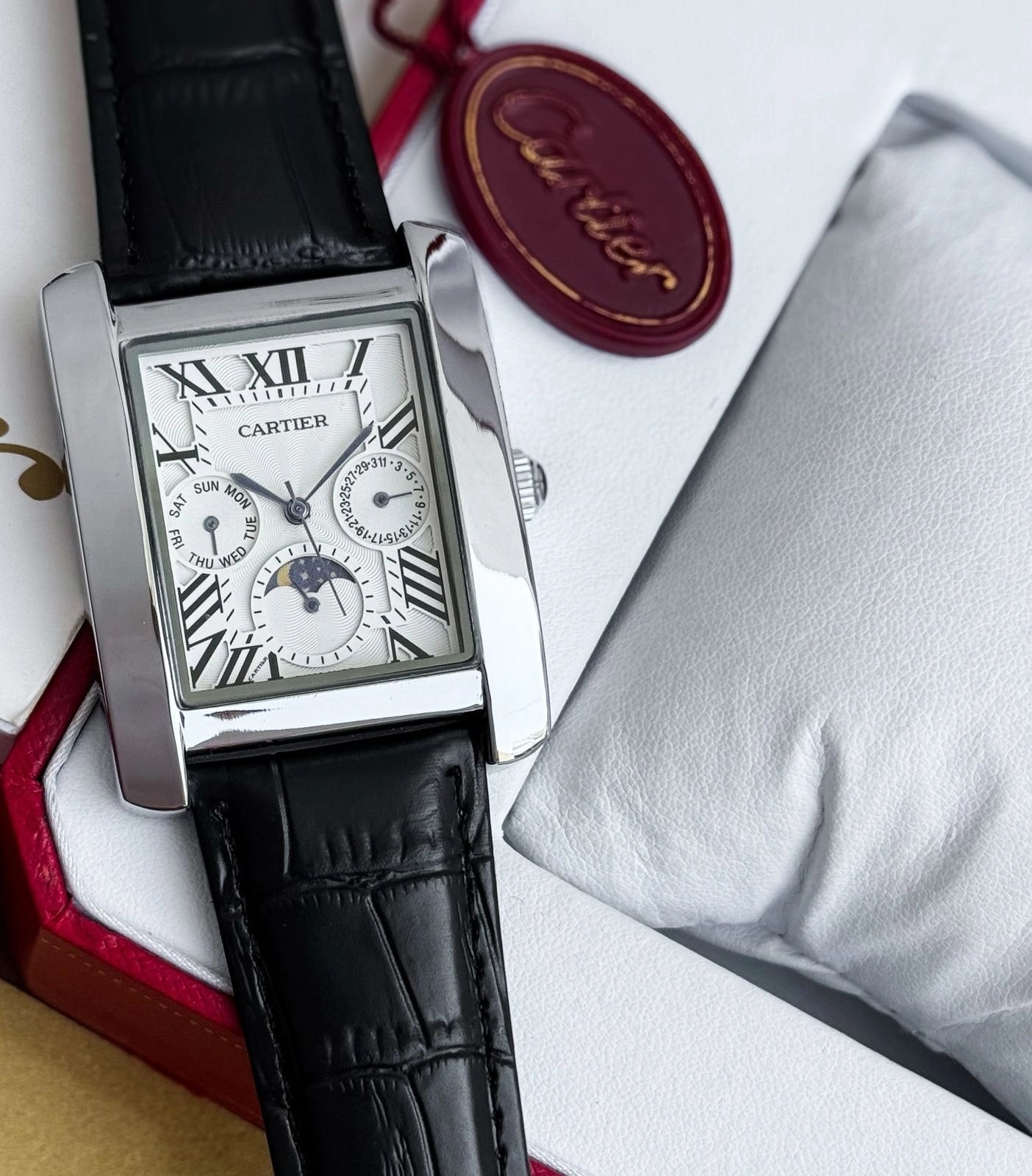 cartier inspired square dial watch