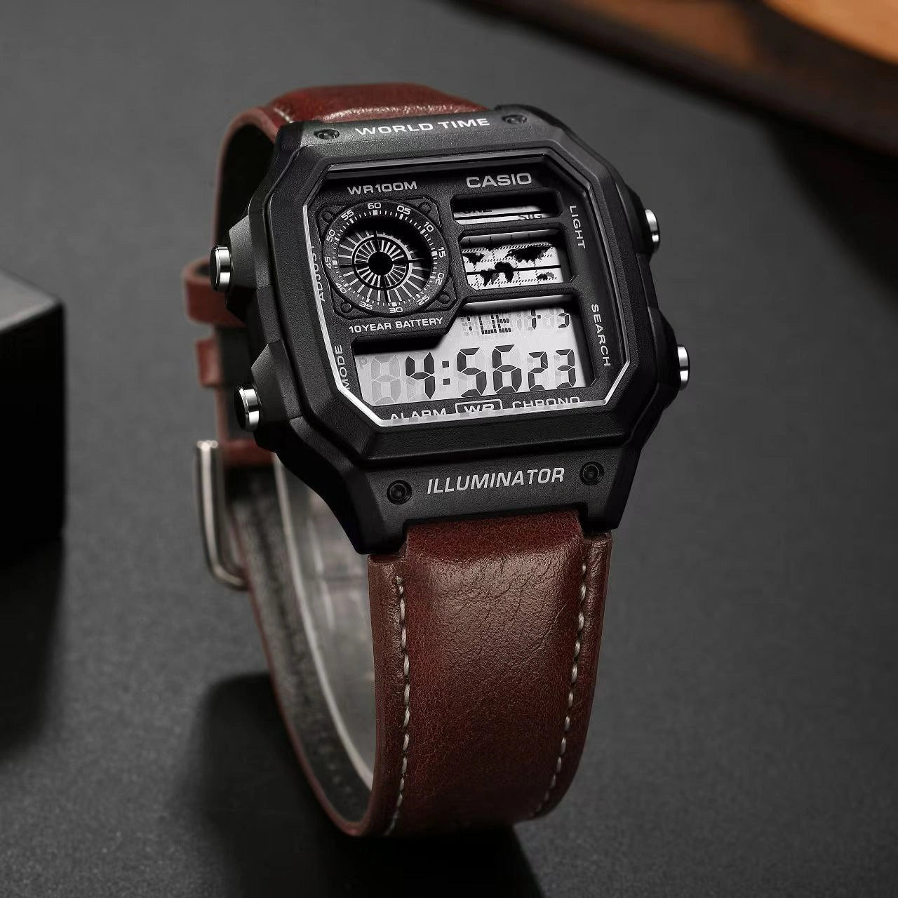 Digital watch with alarm and stopwatch