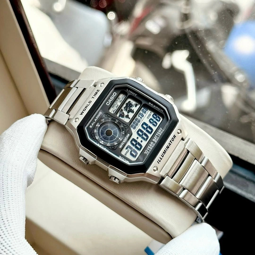 Casio stainless steel bracelet clasp detail