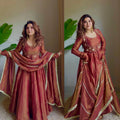 cosmos silk anarkali gown with koti