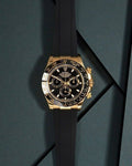 Daytona style chronograph watch for men black dial front view