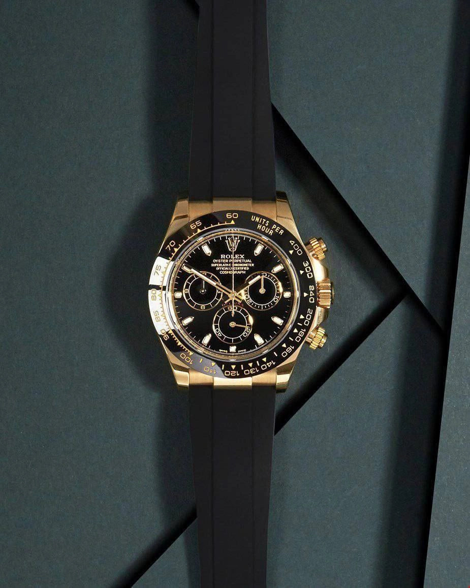 Daytona style chronograph watch for men black dial front view