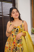 Designer Anarkali Gown with Dupatta – Digital Printed Jimmy Organza Silk NextBuy
