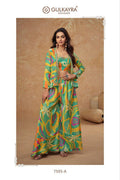 Festive chinon silk digital print palazzo suit free size