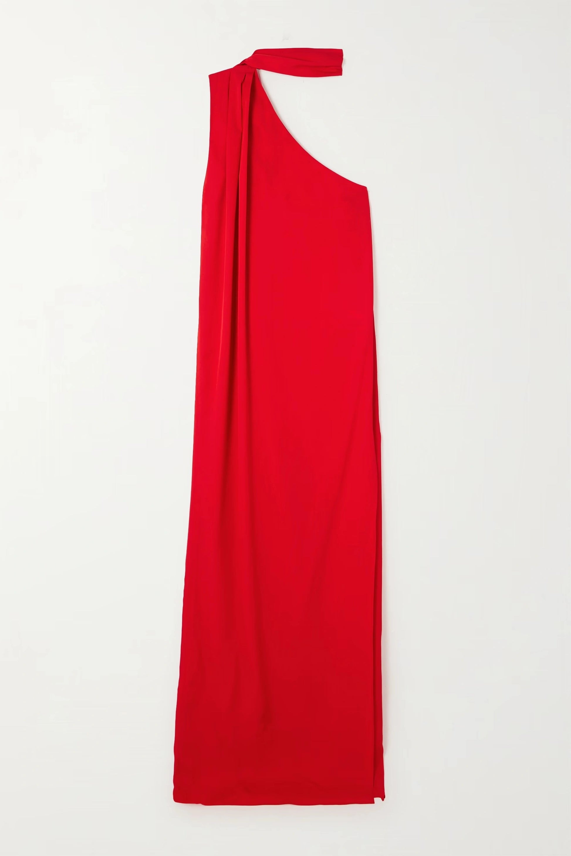Designer one shoulder full length party dress for women in red