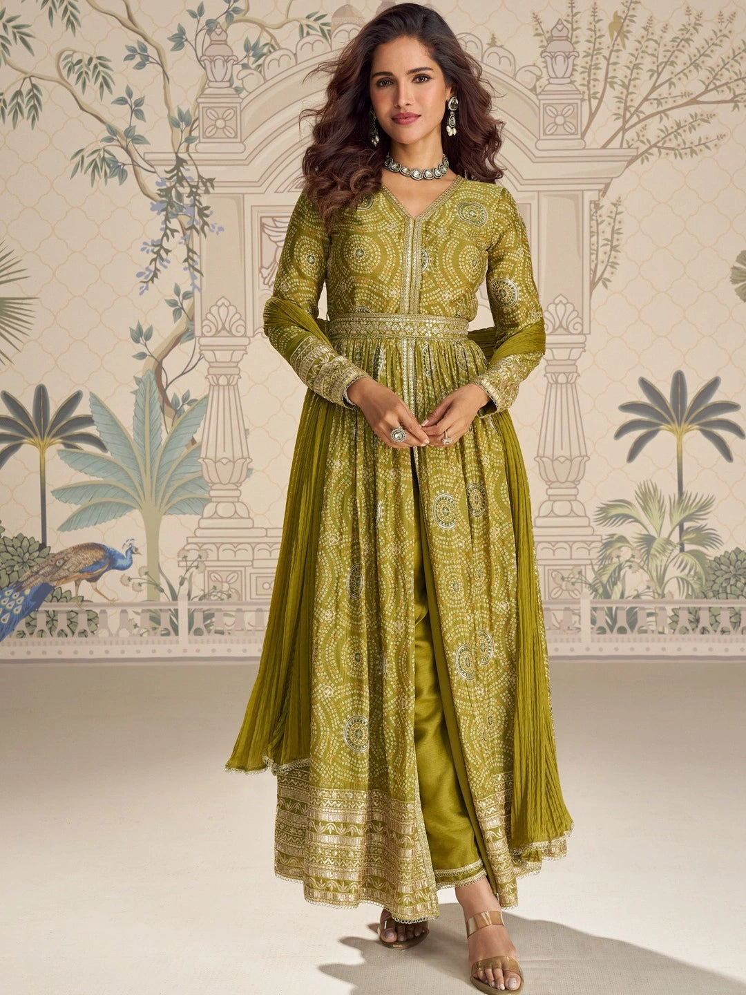 Digital print anarkali gown with dupatta