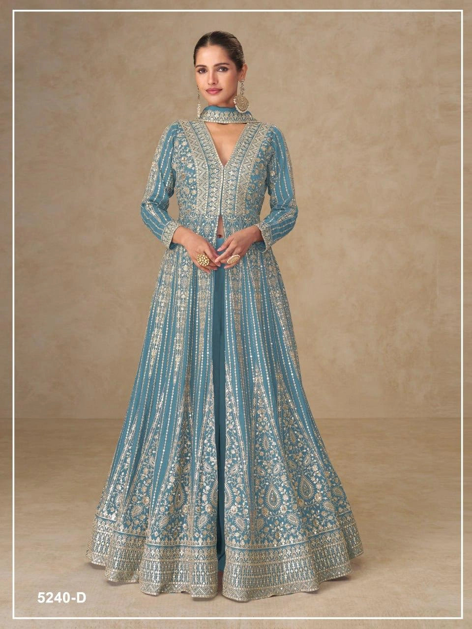 heavy work wedding anarkali dress