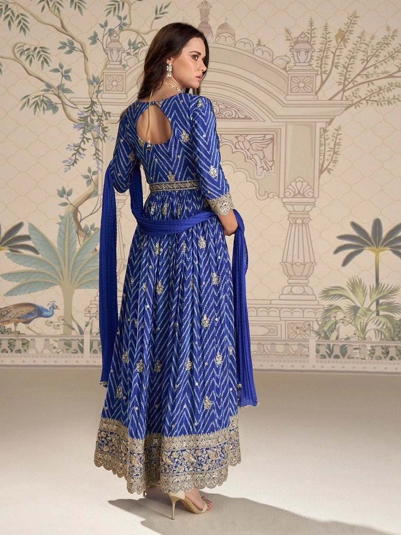 Digital print anarkali gown with dupatta