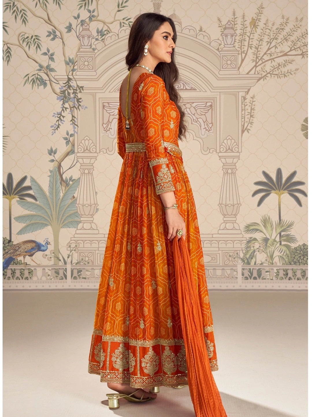 embroidered anarkali suit with dupatta