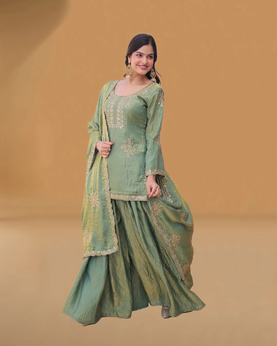 Sharara set with lace border dupatta
