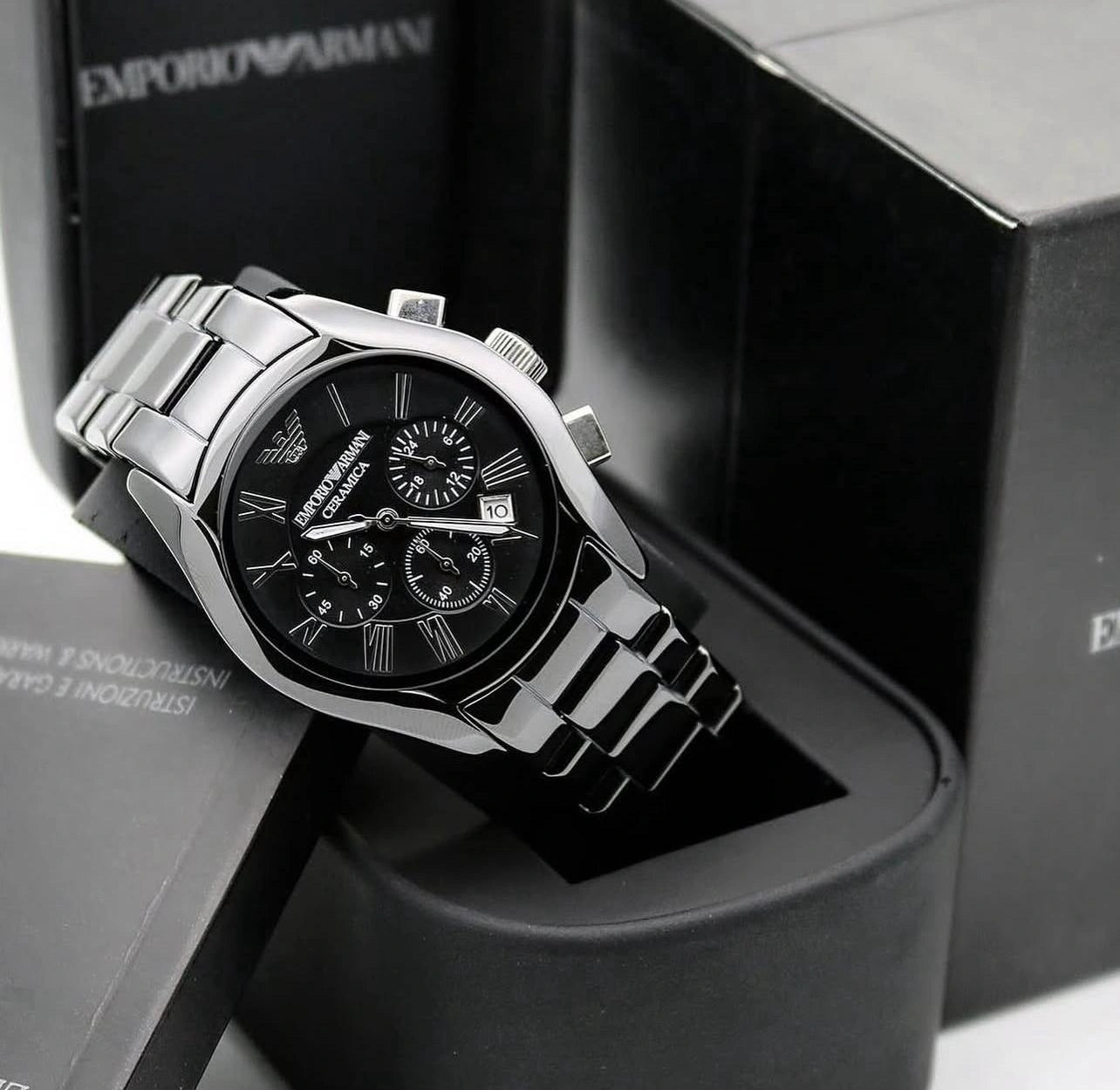 Emporio Armani Ceramica AR1410 black chronograph watch for men
