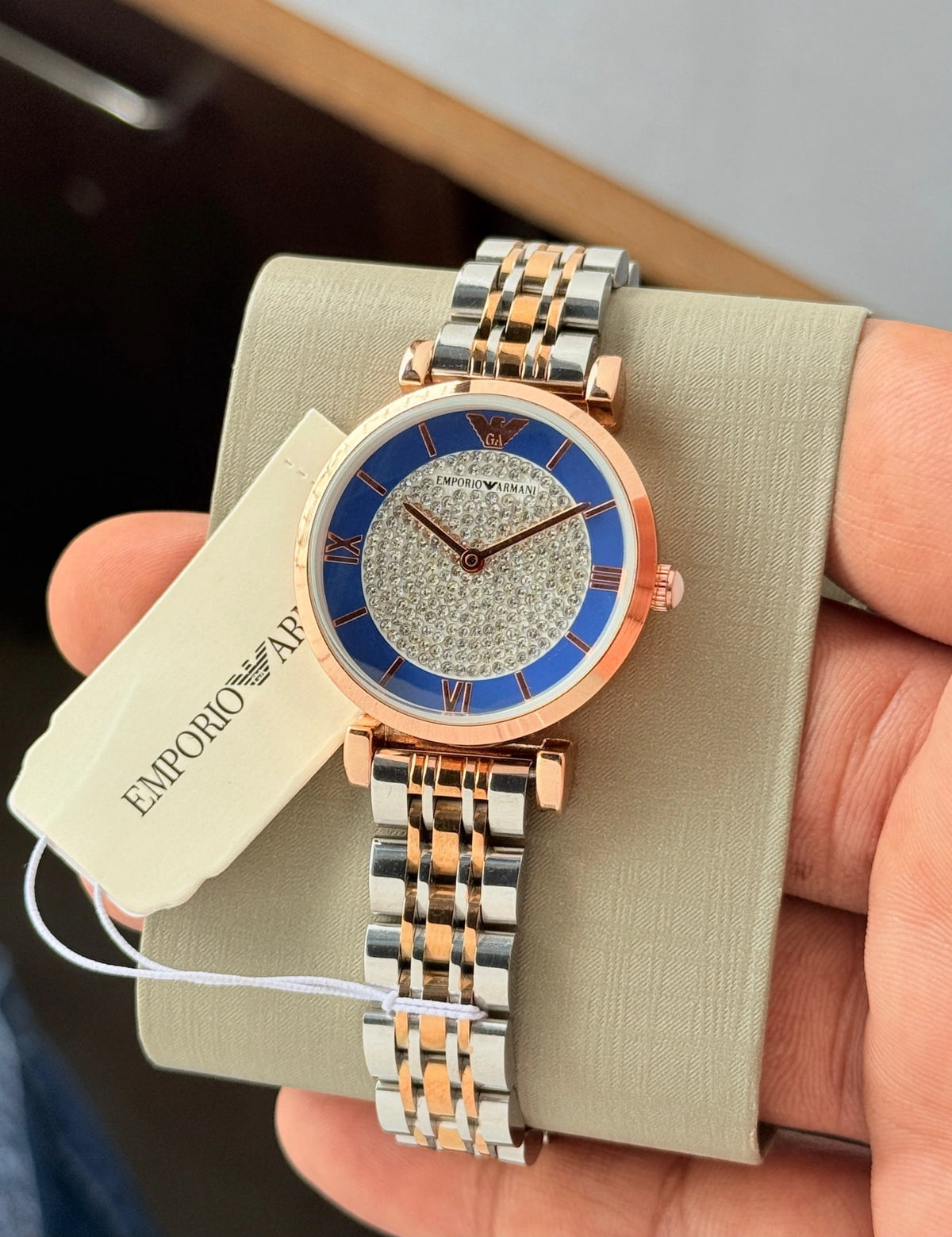 Emporio Armani rose gold-tone case women's wristwatch